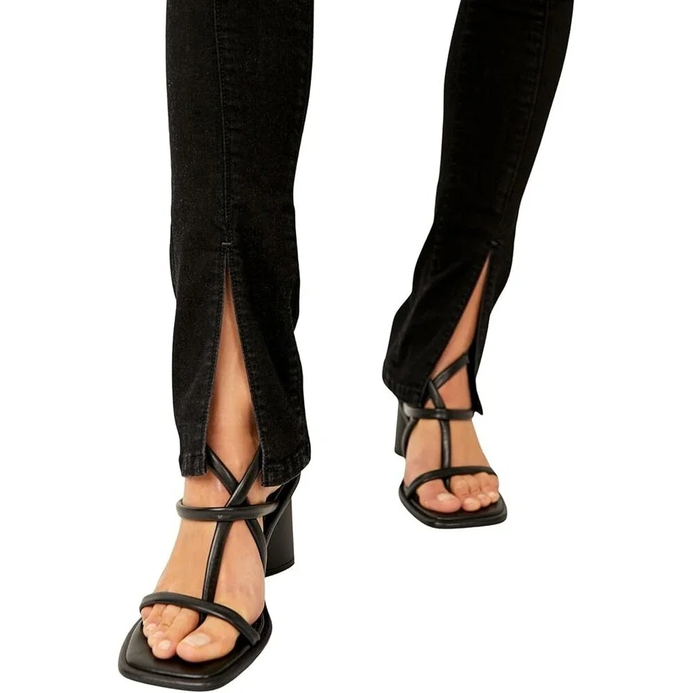 Free People Double Dutch Slit Skinny Pull On Jeans Sz S Small Black NWT